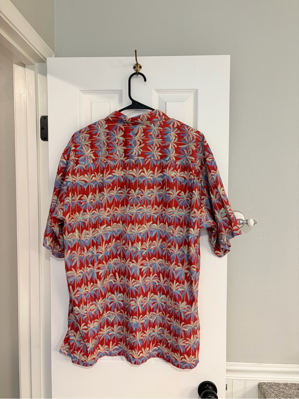 Tori Richard Hawaiian Shirt Mens XL Red Blue Palm Tree Cotton Lawn - Picture 5 of 7